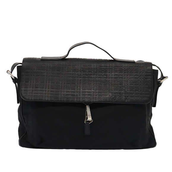 BURBERRY Nova Check Hand Bag Leather nylon 2way Black Auth bs16211 - Picture 13 of 16